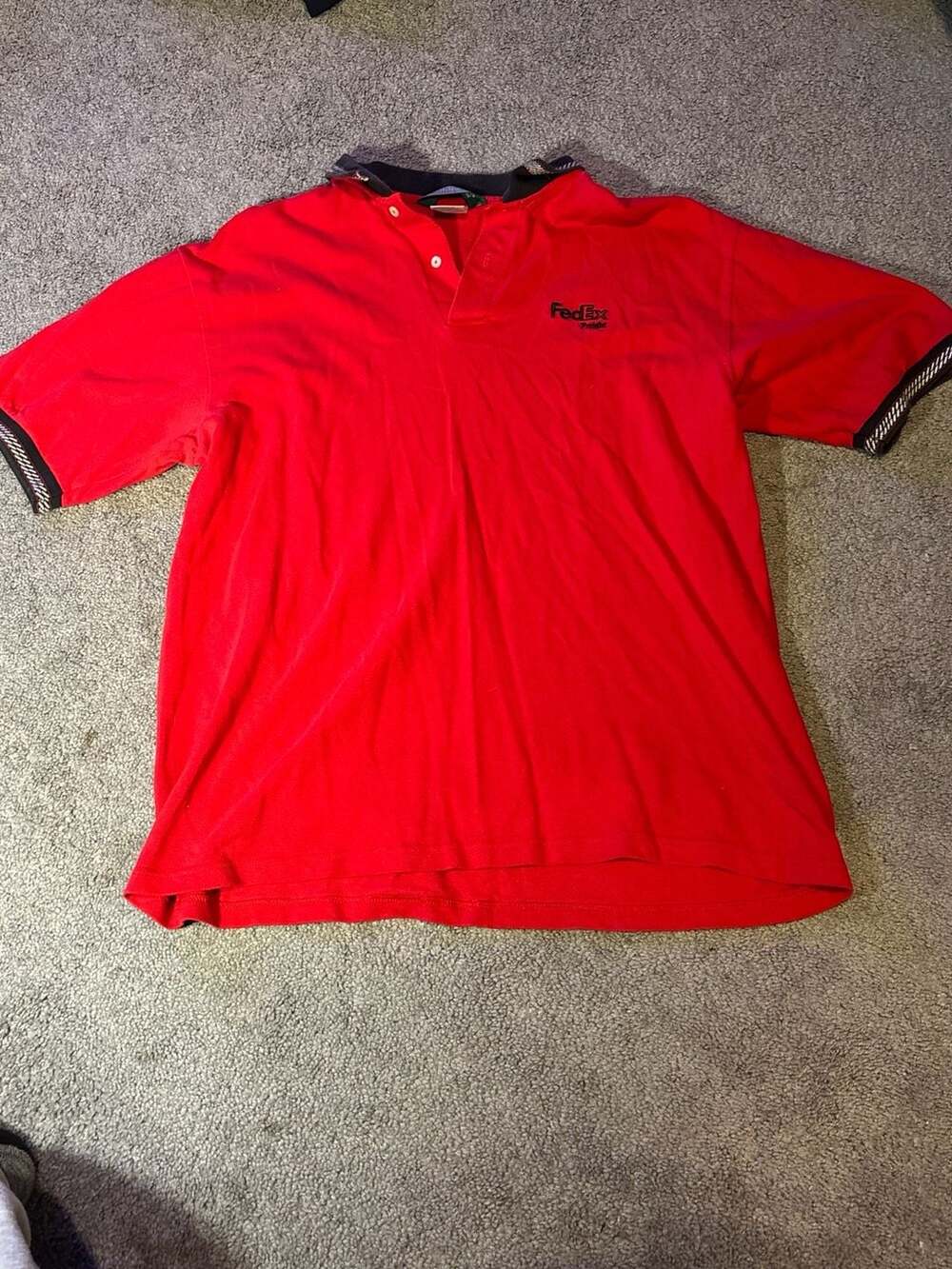 Vintage Fedex Freight Red & Black Polo Collared Shirt Outer Banks Size XL Men